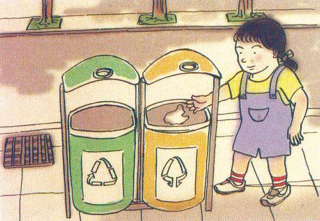 兒童分類垃圾桶怎么畫