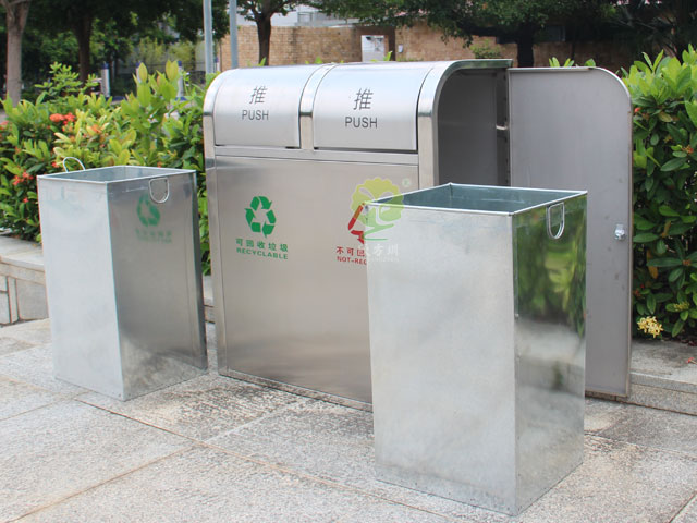 室外不銹鋼搖蓋垃圾箱
