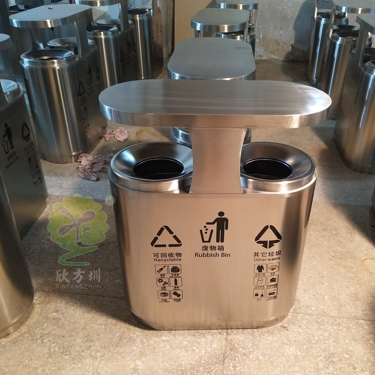校園戶外兩分類不銹鋼垃圾桶 校園戶外兩分類不銹鋼垃圾桶