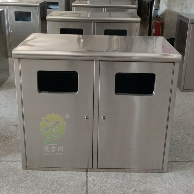 簡潔雙分類不銹鋼垃圾箱