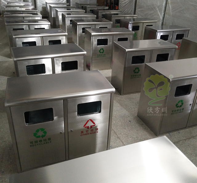 簡潔雙分類不銹鋼垃圾箱