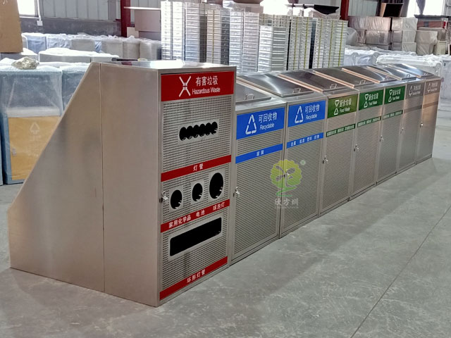 不銹鋼分類垃圾箱回收站