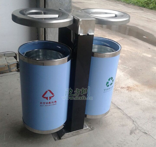 戶外不銹鋼圓形分類垃圾桶 戶外不銹鋼圓形分類垃圾桶