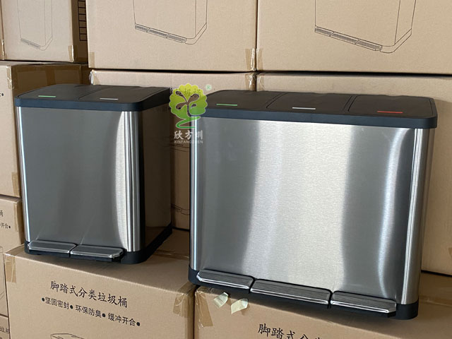 家庭室內不銹鋼3分類垃圾箱