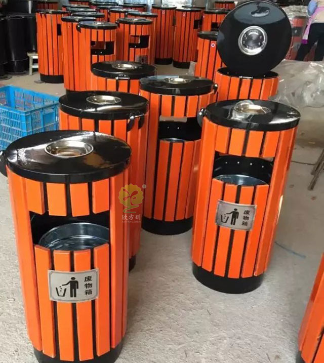 圓形單投口鋼木垃圾筒