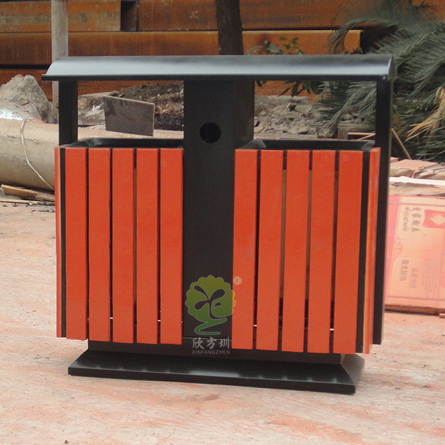 小區常用分類鋼木垃圾桶