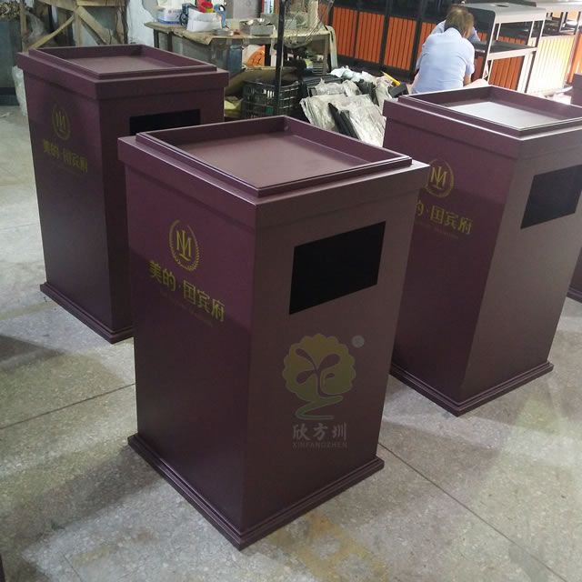 室內物業方形鋼制垃圾桶