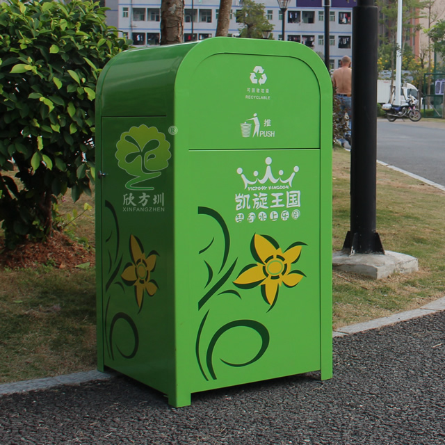 戶外景區方形鋼制垃圾箱