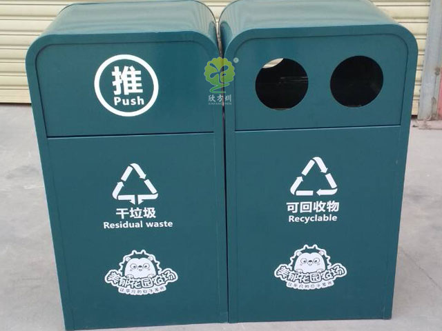 戶外景區方形鋼制垃圾箱