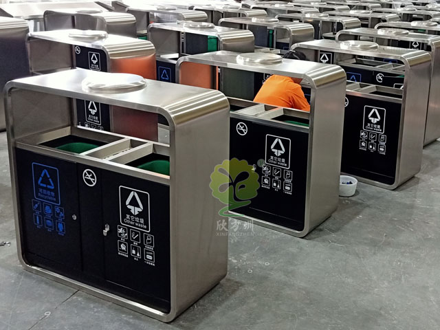 物業小區雙分類鋼制垃圾箱