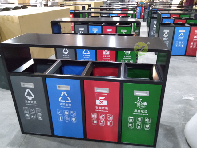 戶外四分類垃圾果皮箱 戶外四分類垃圾果皮箱